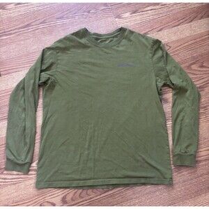 Patagonia Mens Graphic T-Shirt Long Sleeve Organic Cotton Size M Olive Green